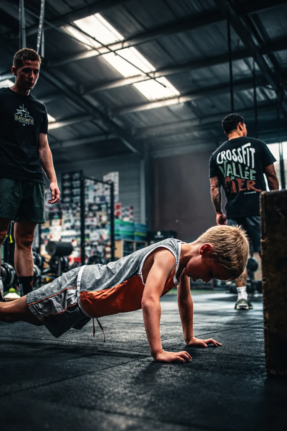 Jeune athlète en séance de CrossFit Kids, accompagné dans la box